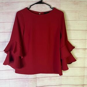 J.Crew Black Label Maroon Bell Sleeves‎ Blouse Size 0